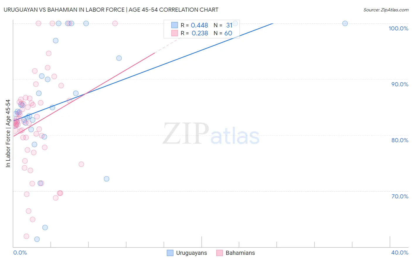 Uruguayan vs Bahamian In Labor Force | Age 45-54