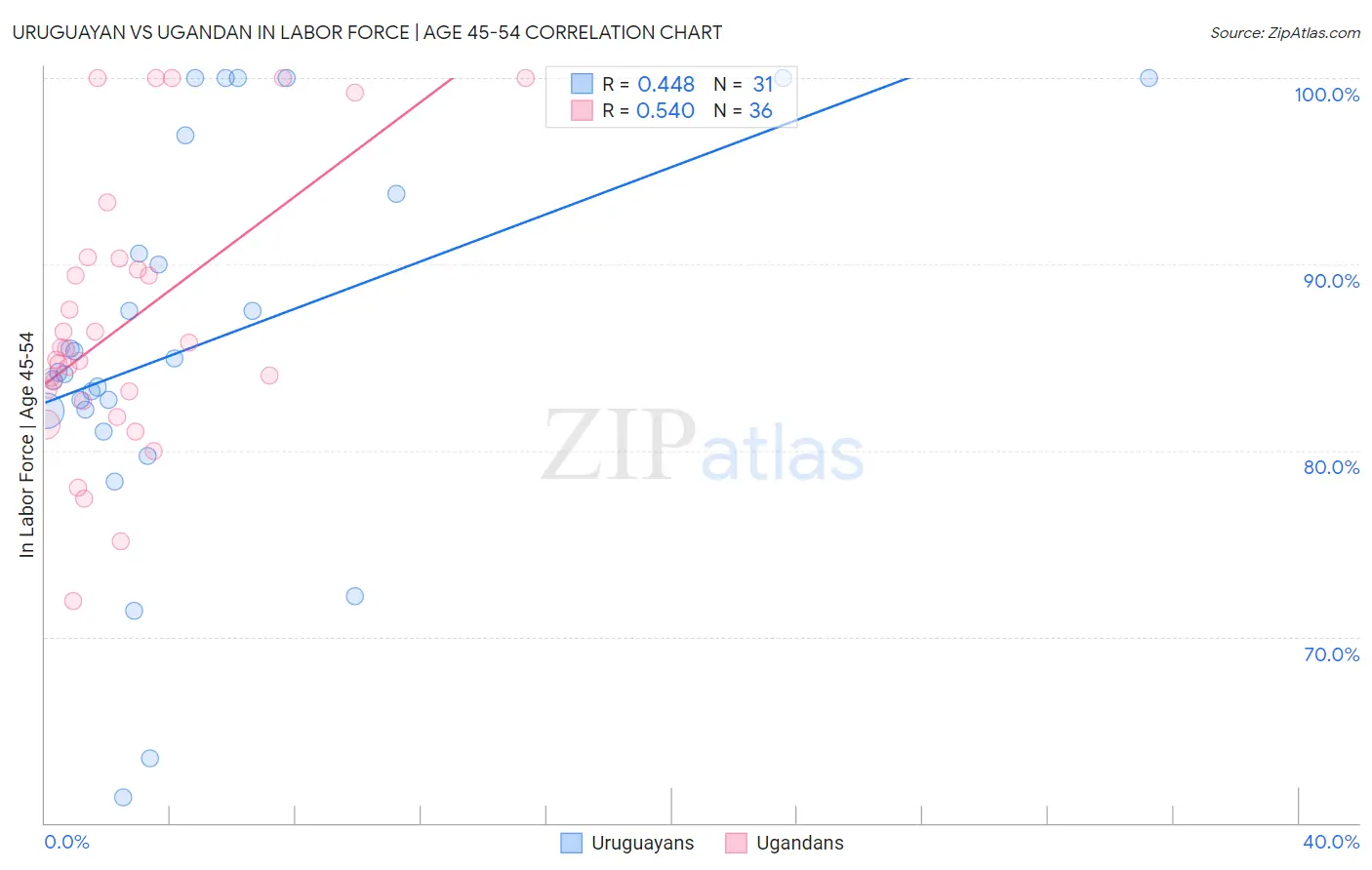 Uruguayan vs Ugandan In Labor Force | Age 45-54
