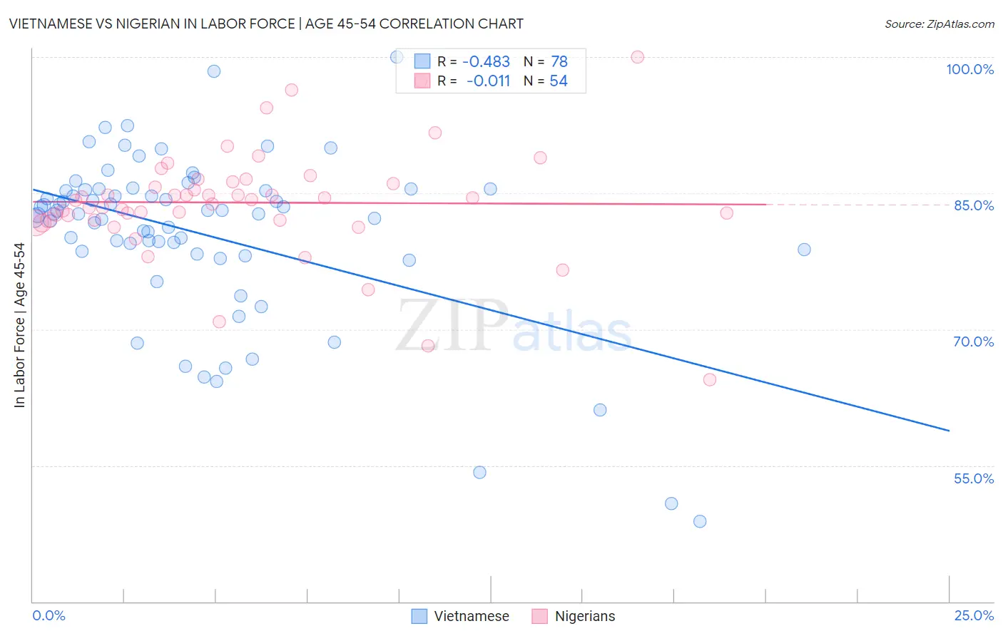Vietnamese vs Nigerian In Labor Force | Age 45-54