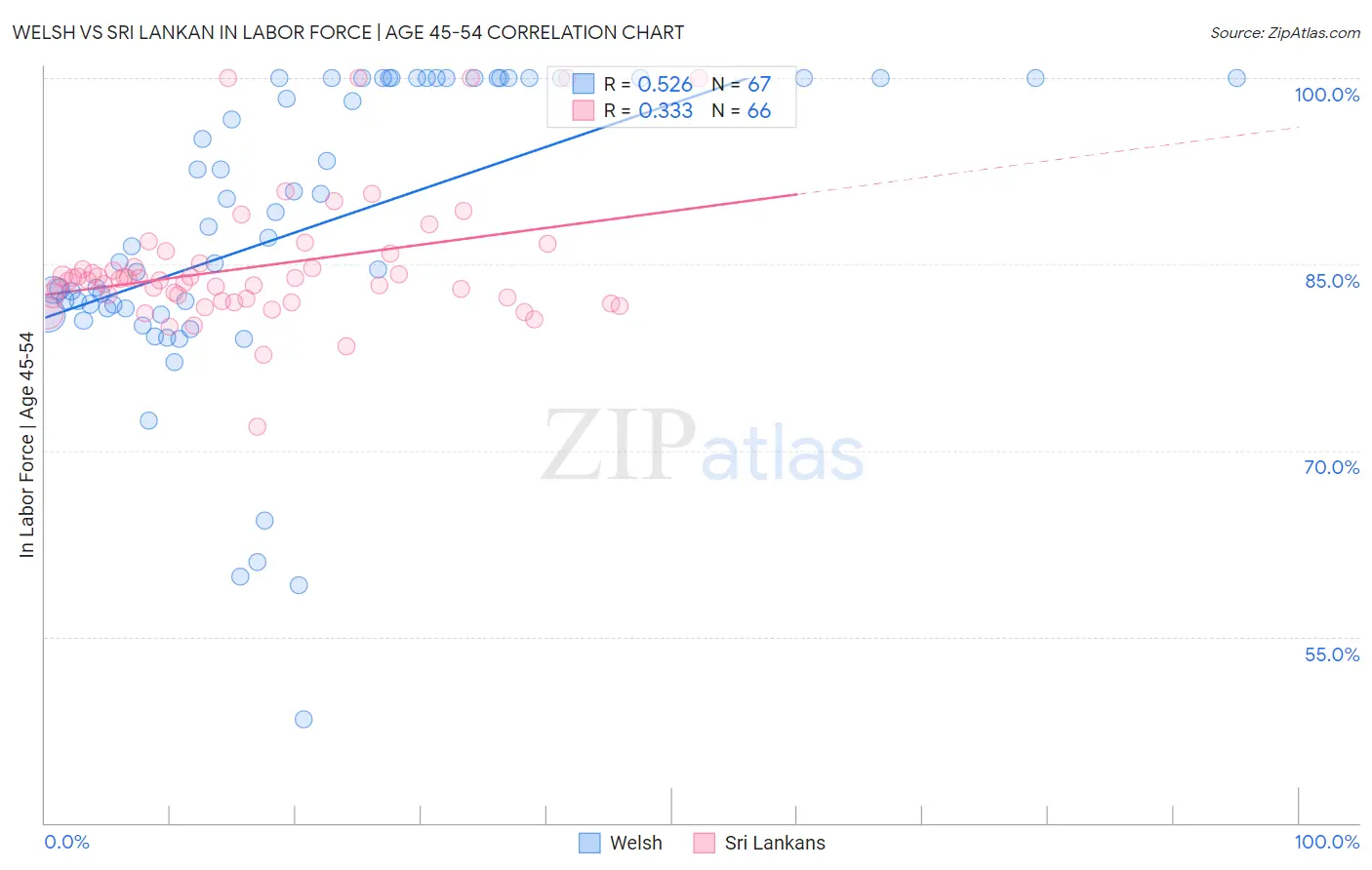 Welsh vs Sri Lankan In Labor Force | Age 45-54