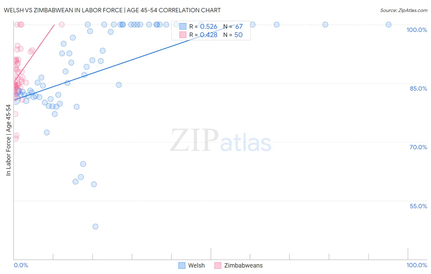 Welsh vs Zimbabwean In Labor Force | Age 45-54