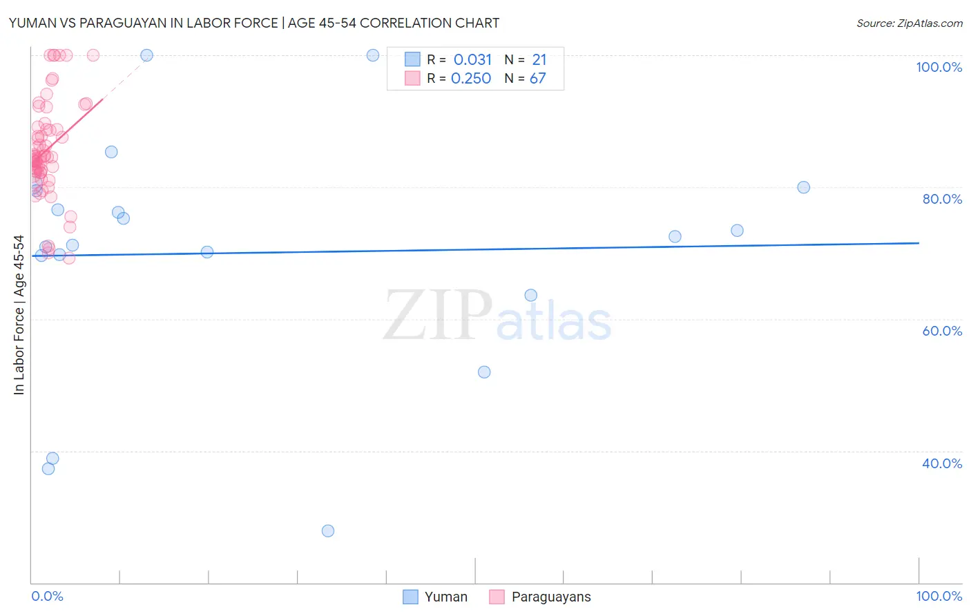 Yuman vs Paraguayan In Labor Force | Age 45-54