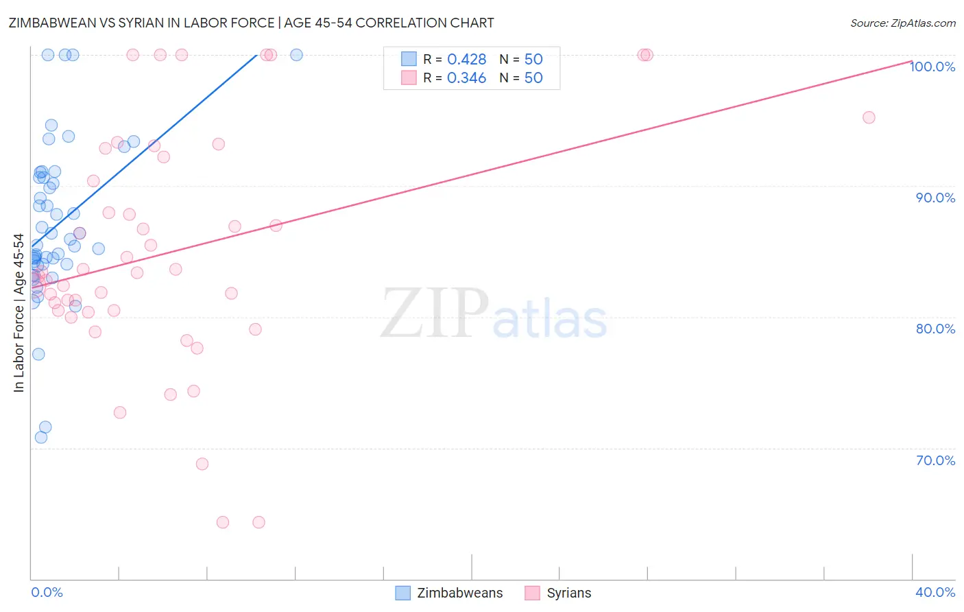 Zimbabwean vs Syrian In Labor Force | Age 45-54