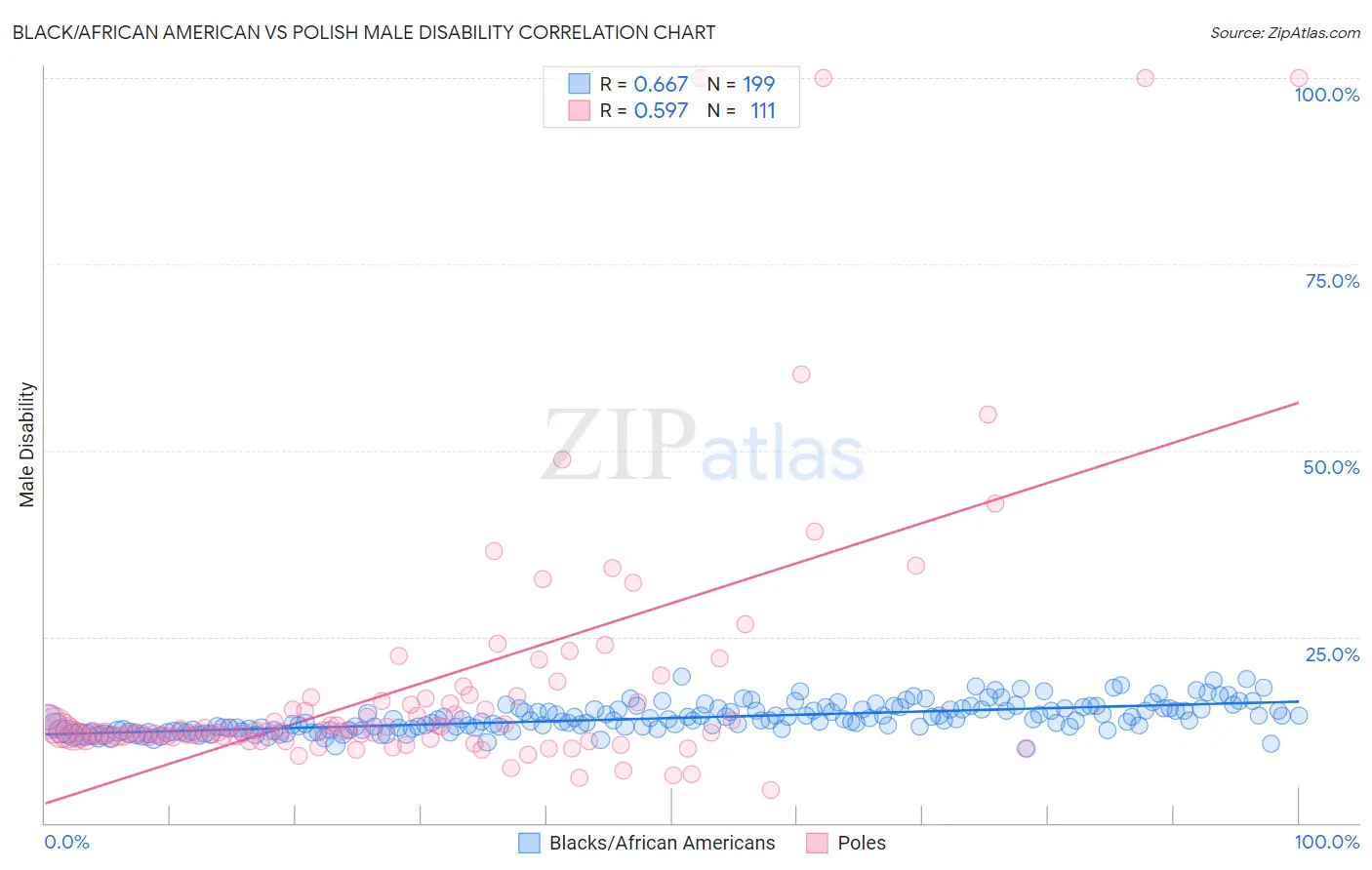 Black/African American vs Polish Male Disability