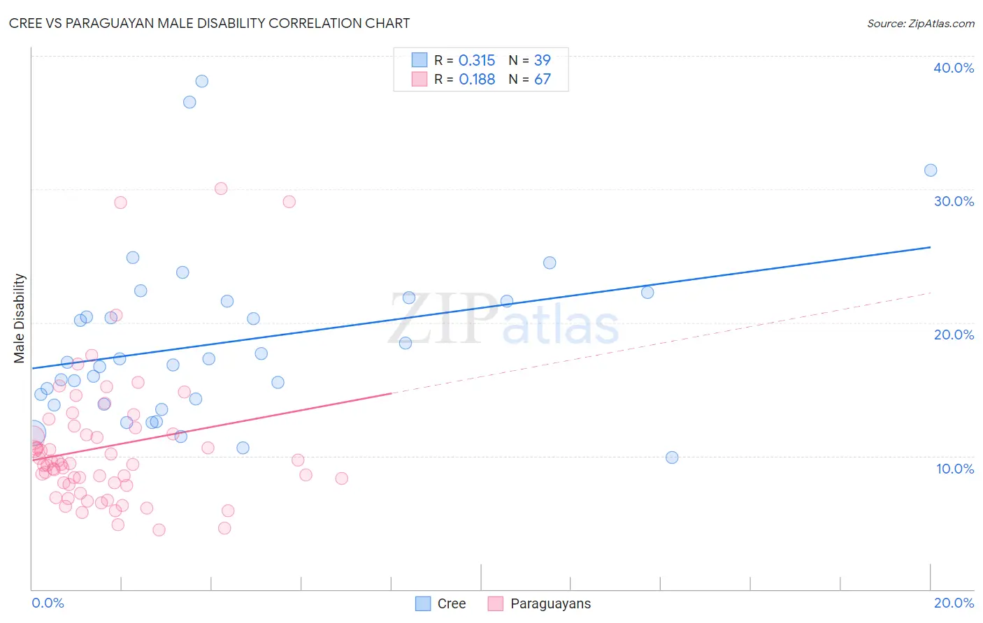 Cree vs Paraguayan Male Disability