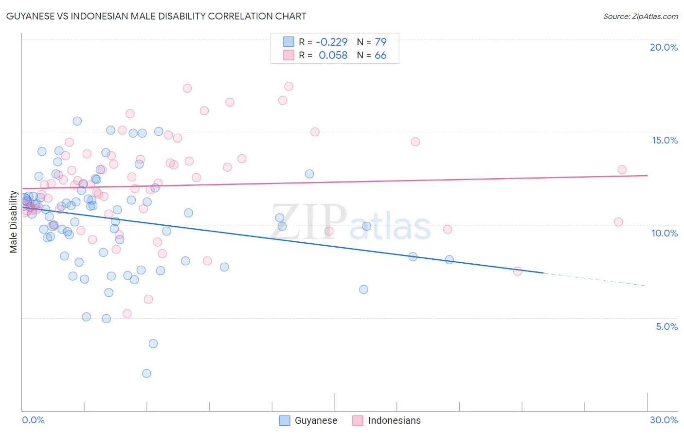 Guyanese vs Indonesian Male Disability