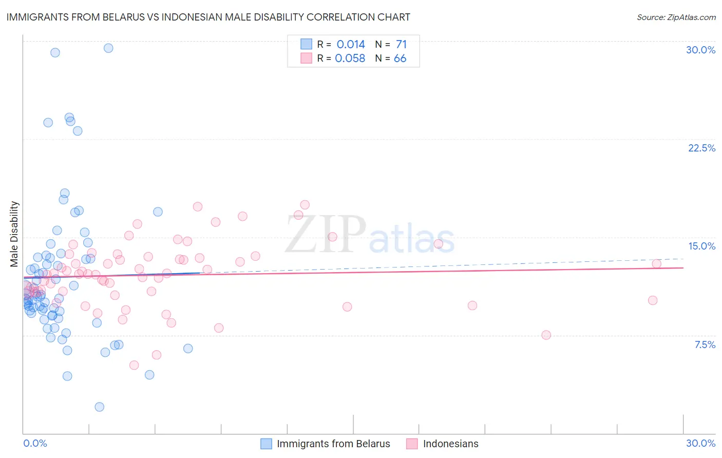 Immigrants from Belarus vs Indonesian Male Disability