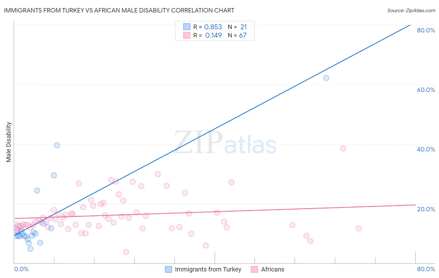 Immigrants from Turkey vs African Male Disability