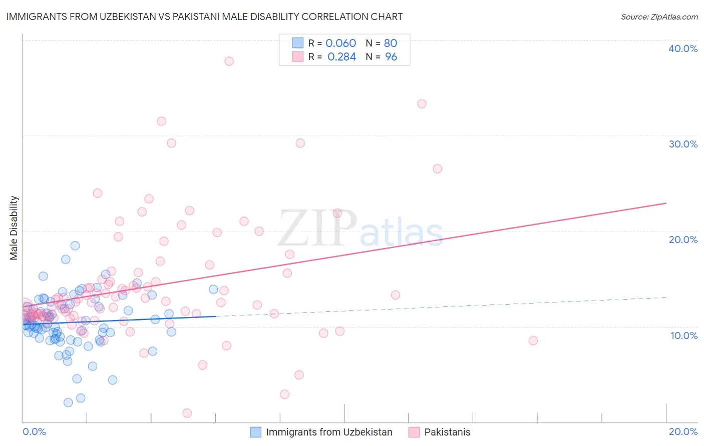Immigrants from Uzbekistan vs Pakistani Male Disability