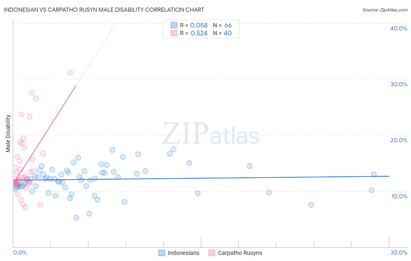 Indonesian vs Carpatho Rusyn Male Disability