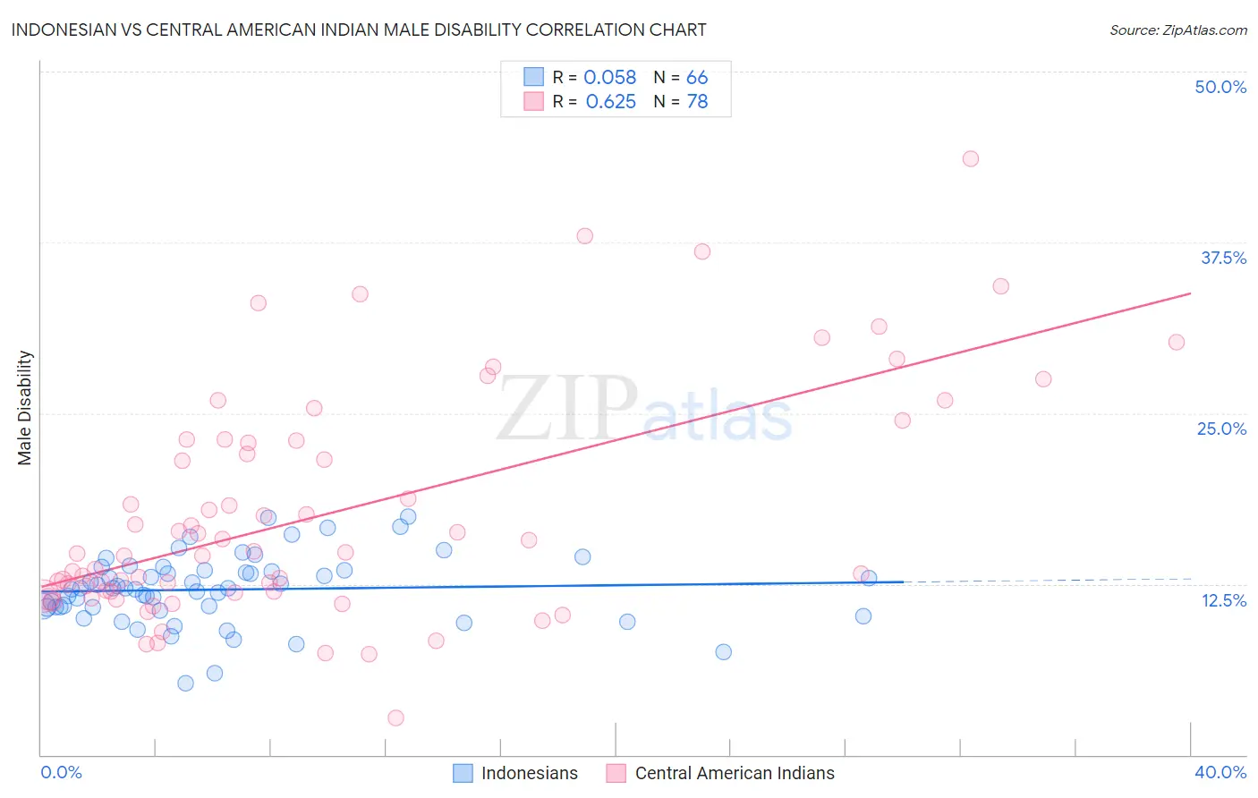 Indonesian vs Central American Indian Male Disability