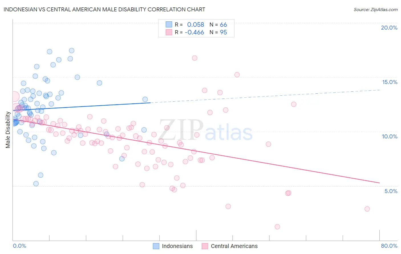 Indonesian vs Central American Male Disability