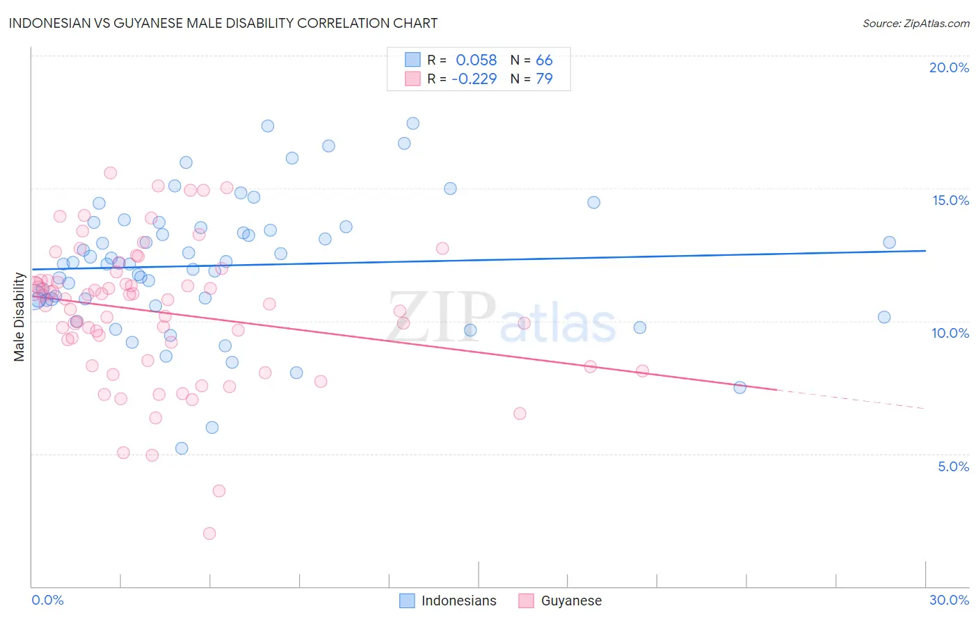 Indonesian vs Guyanese Male Disability