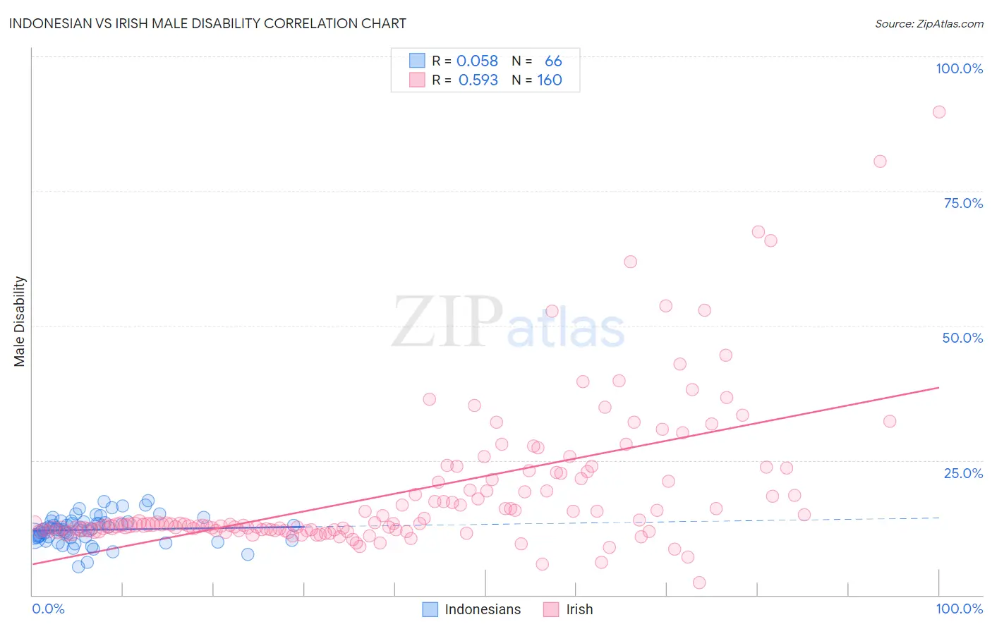 Indonesian vs Irish Male Disability