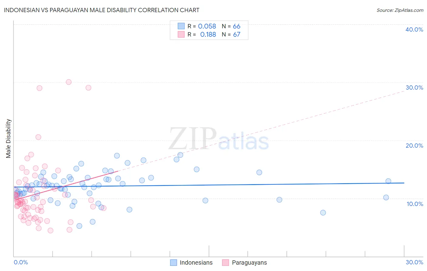 Indonesian vs Paraguayan Male Disability