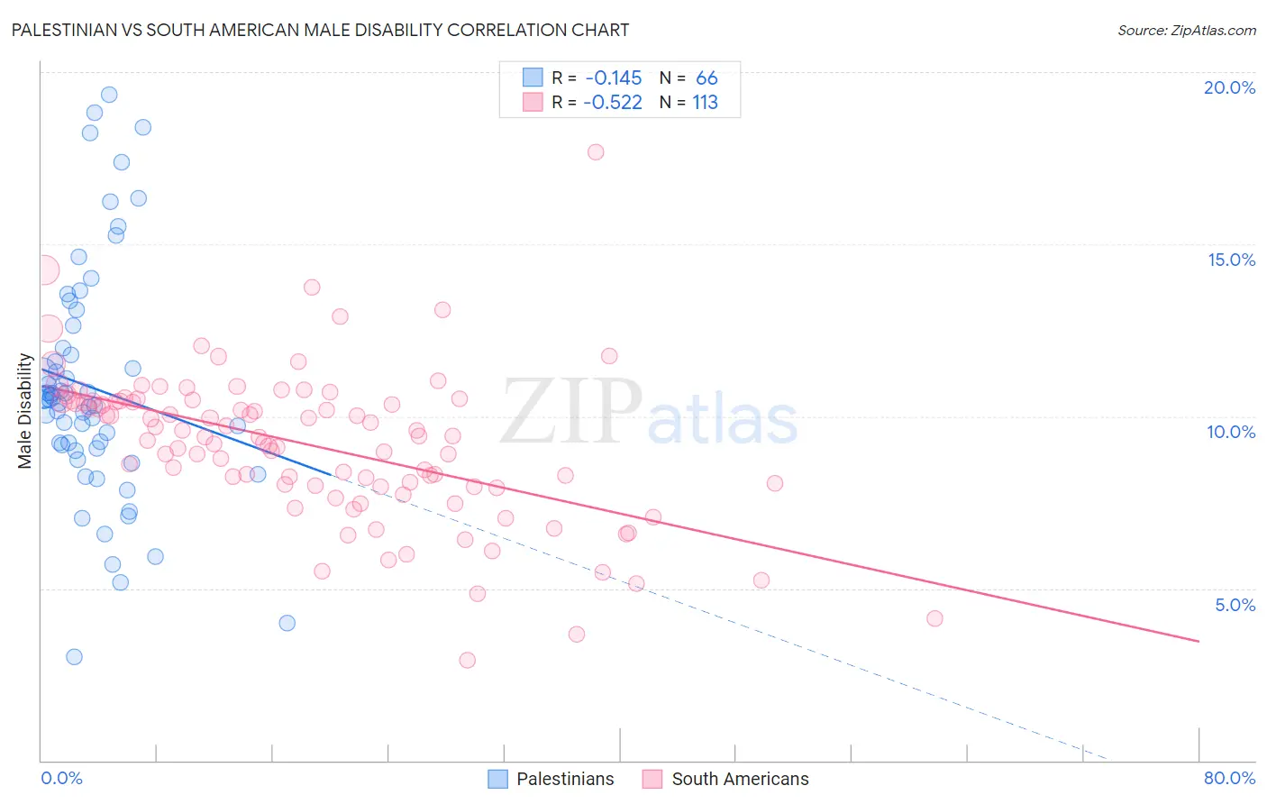 Palestinian vs South American Male Disability