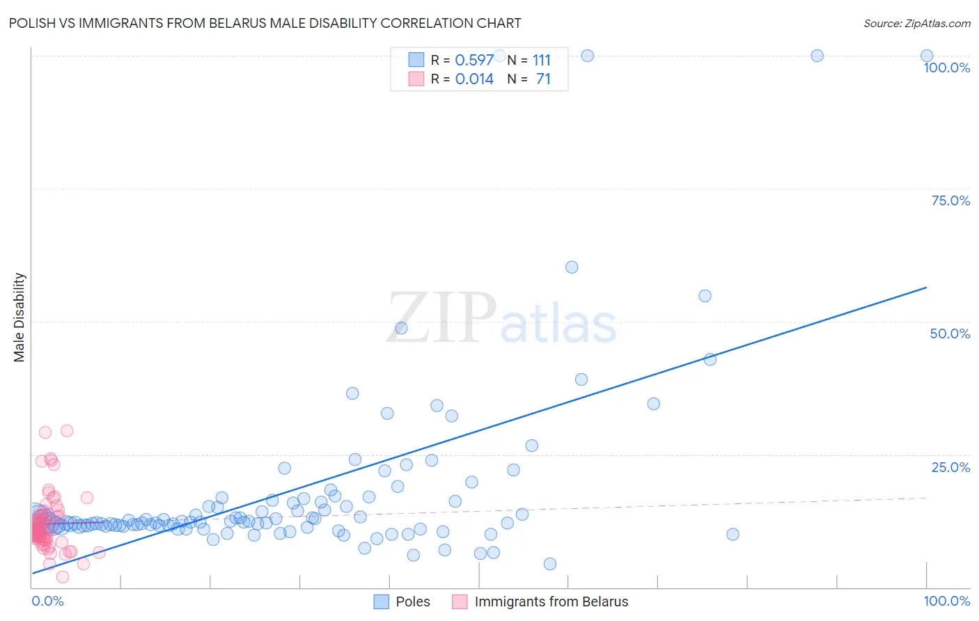 Polish vs Immigrants from Belarus Male Disability