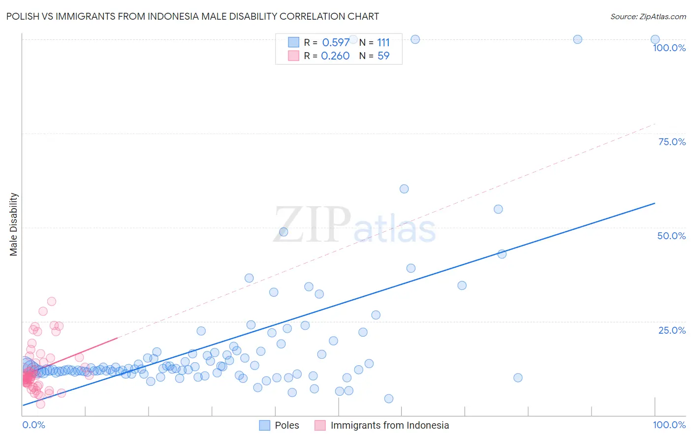 Polish vs Immigrants from Indonesia Male Disability