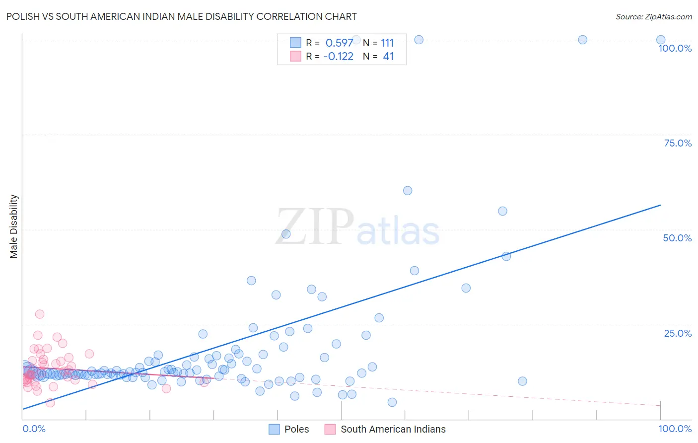 Polish vs South American Indian Male Disability