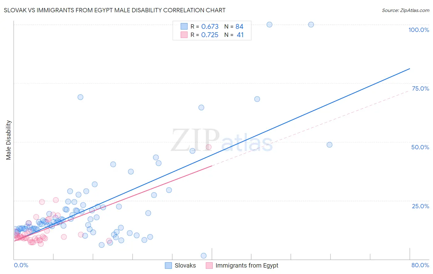 Slovak vs Immigrants from Egypt Male Disability