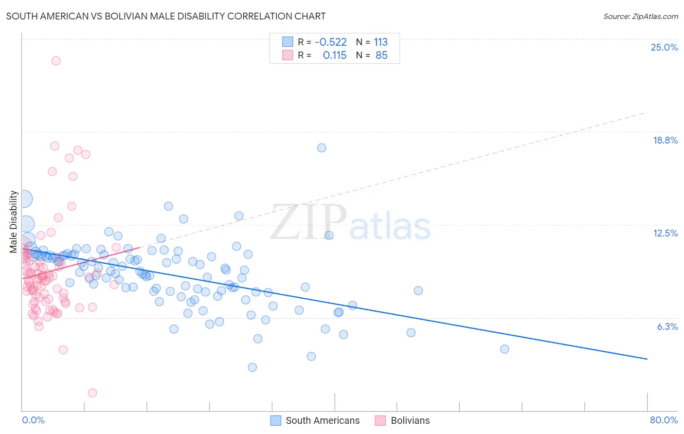 South American vs Bolivian Male Disability