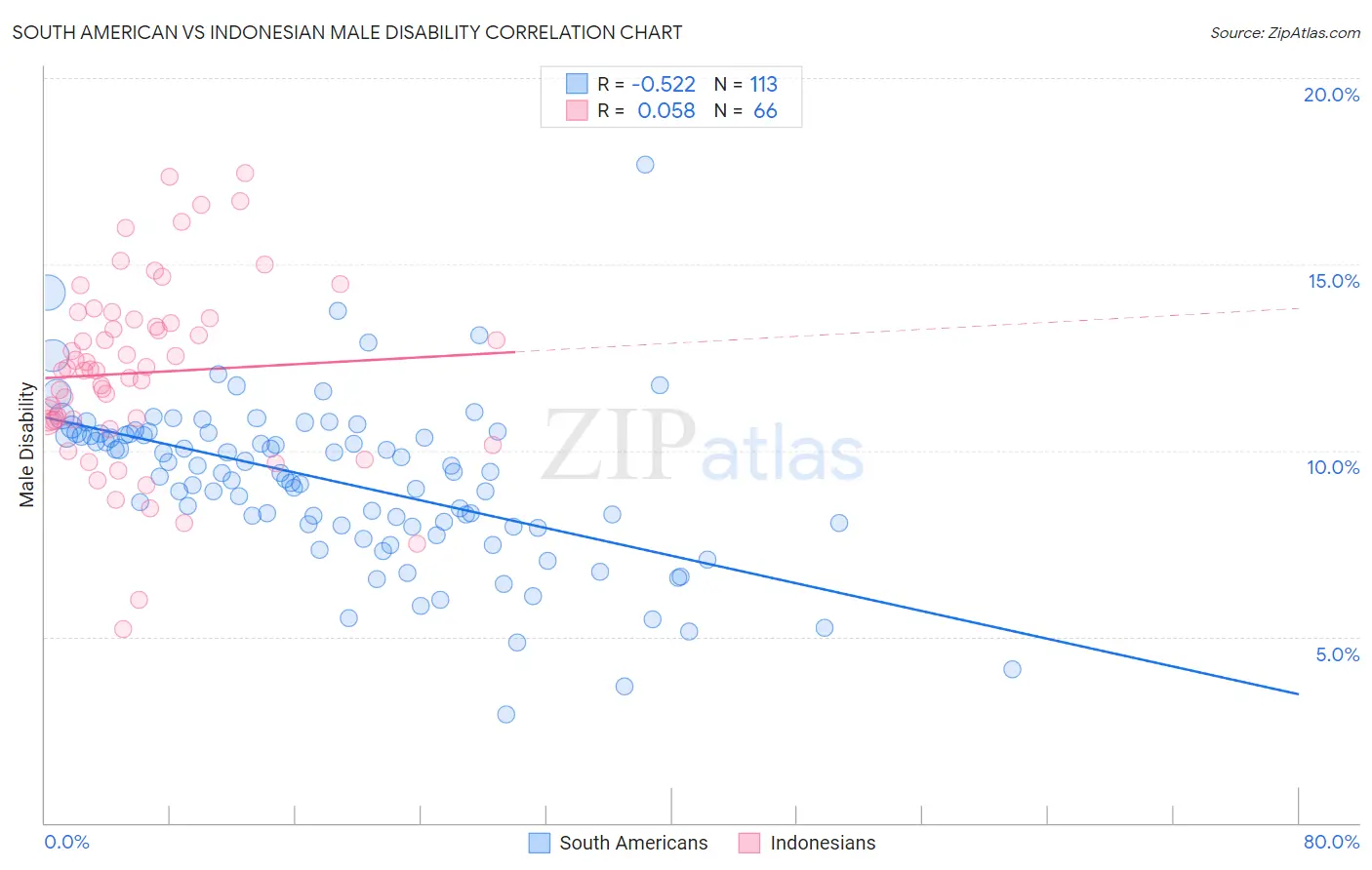 South American vs Indonesian Male Disability