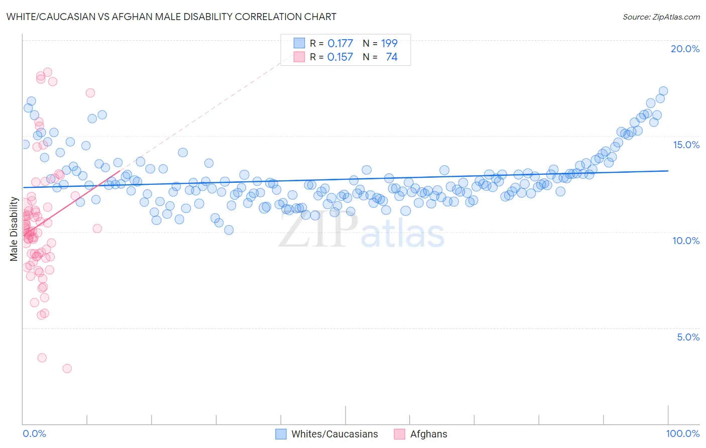 White/Caucasian vs Afghan Male Disability