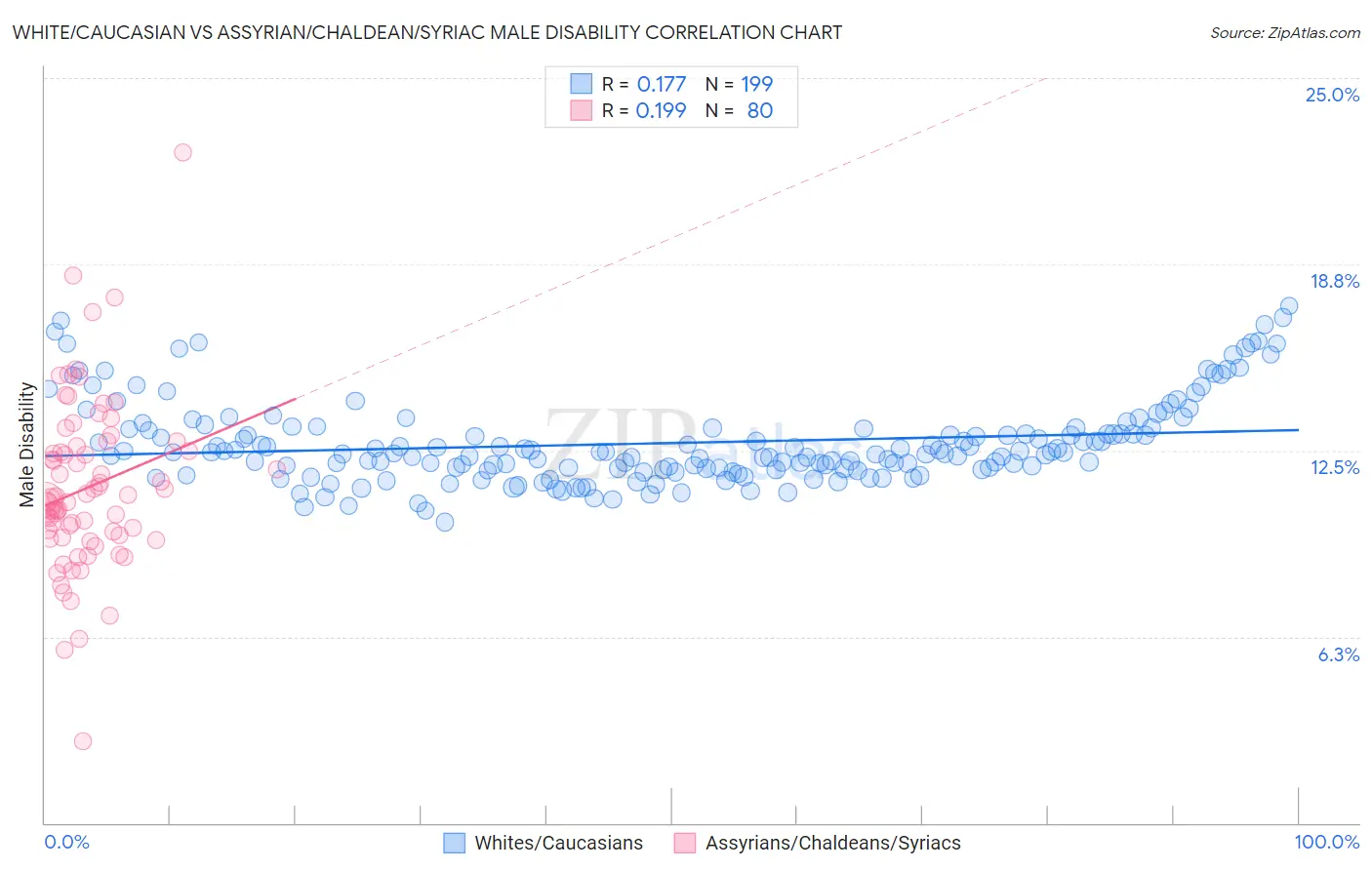 White/Caucasian vs Assyrian/Chaldean/Syriac Male Disability