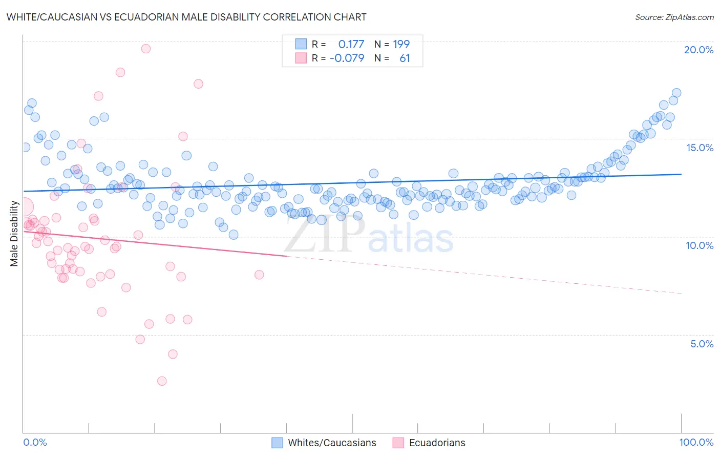 White/Caucasian vs Ecuadorian Male Disability