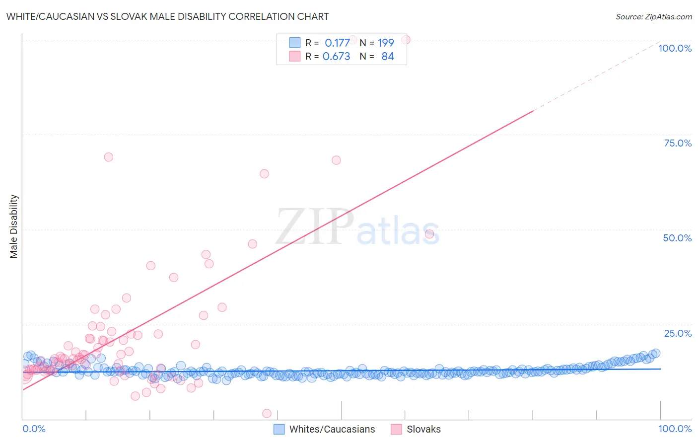 White/Caucasian vs Slovak Male Disability