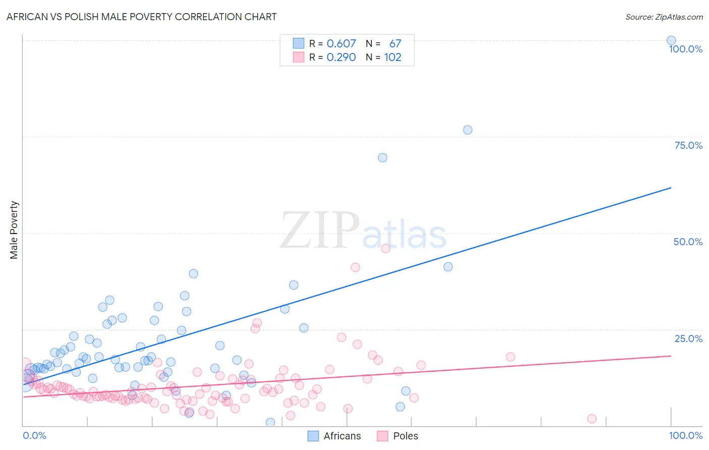 African vs Polish Male Poverty