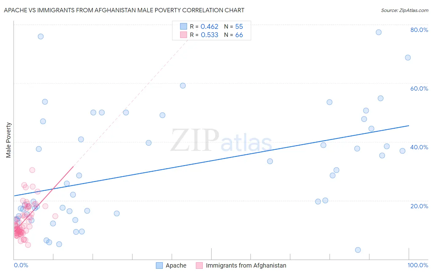 Apache vs Immigrants from Afghanistan Male Poverty