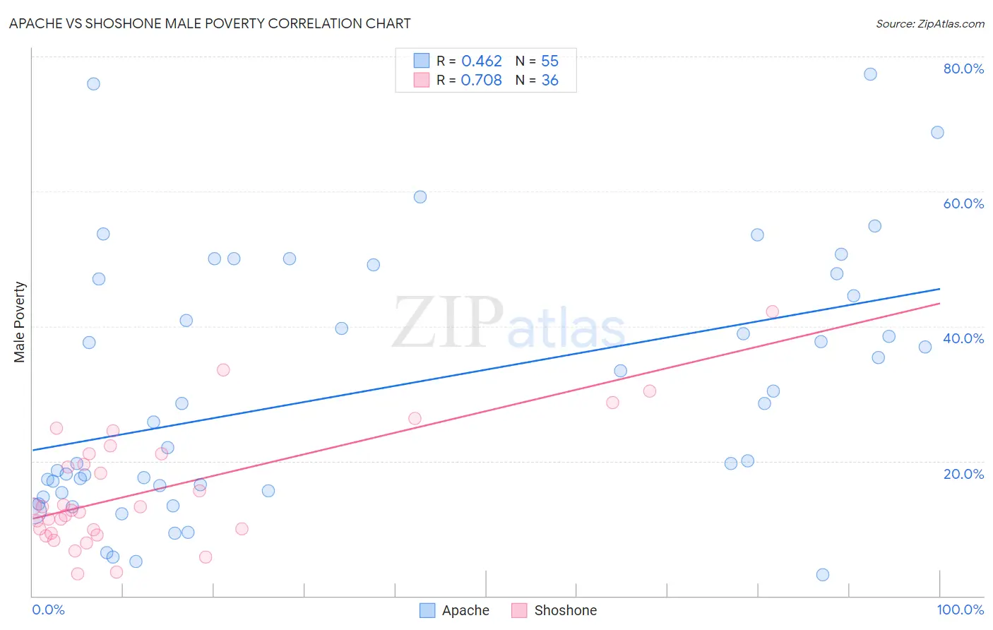 Apache vs Shoshone Male Poverty