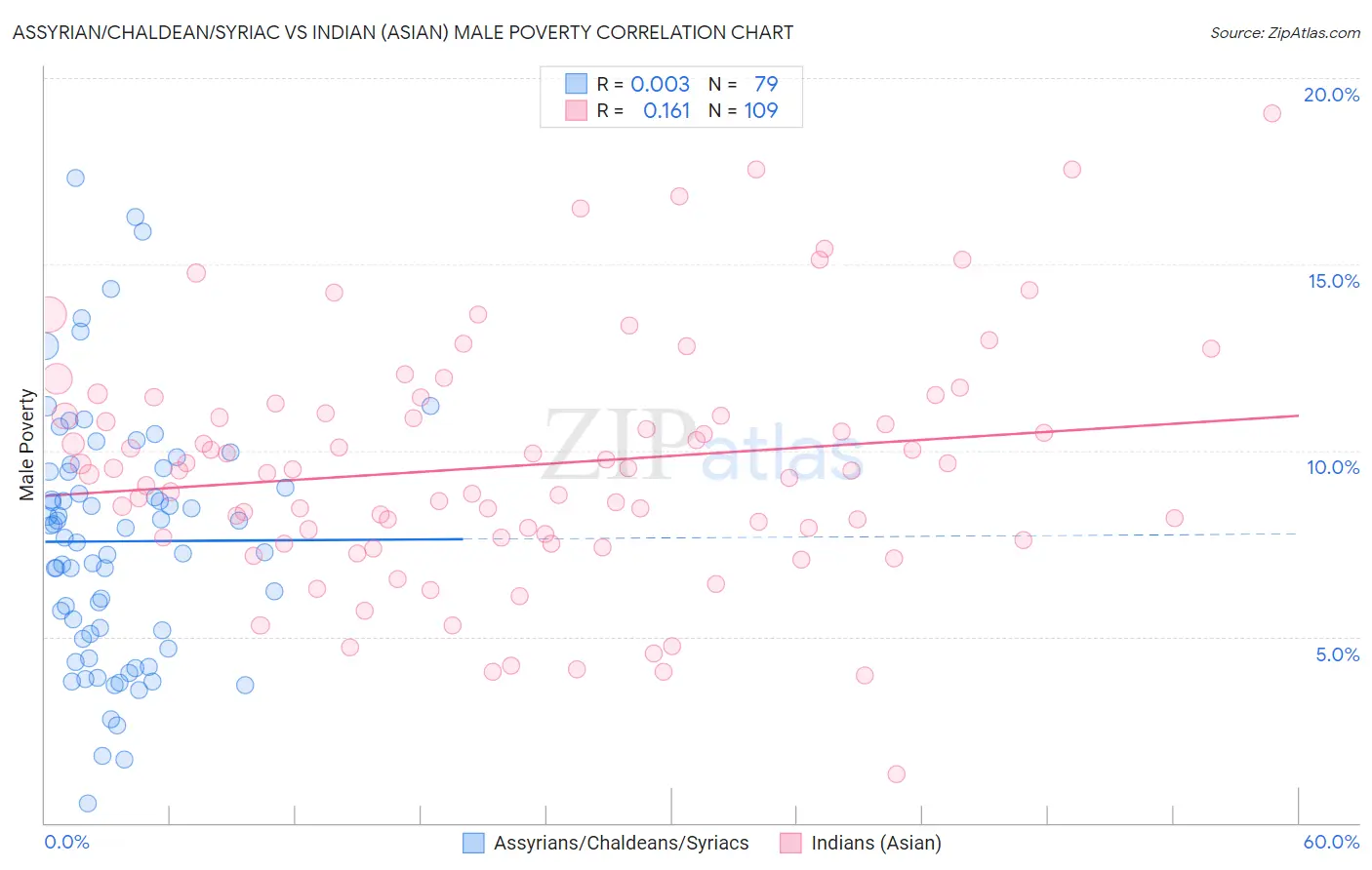 Assyrian/Chaldean/Syriac vs Indian (Asian) Male Poverty