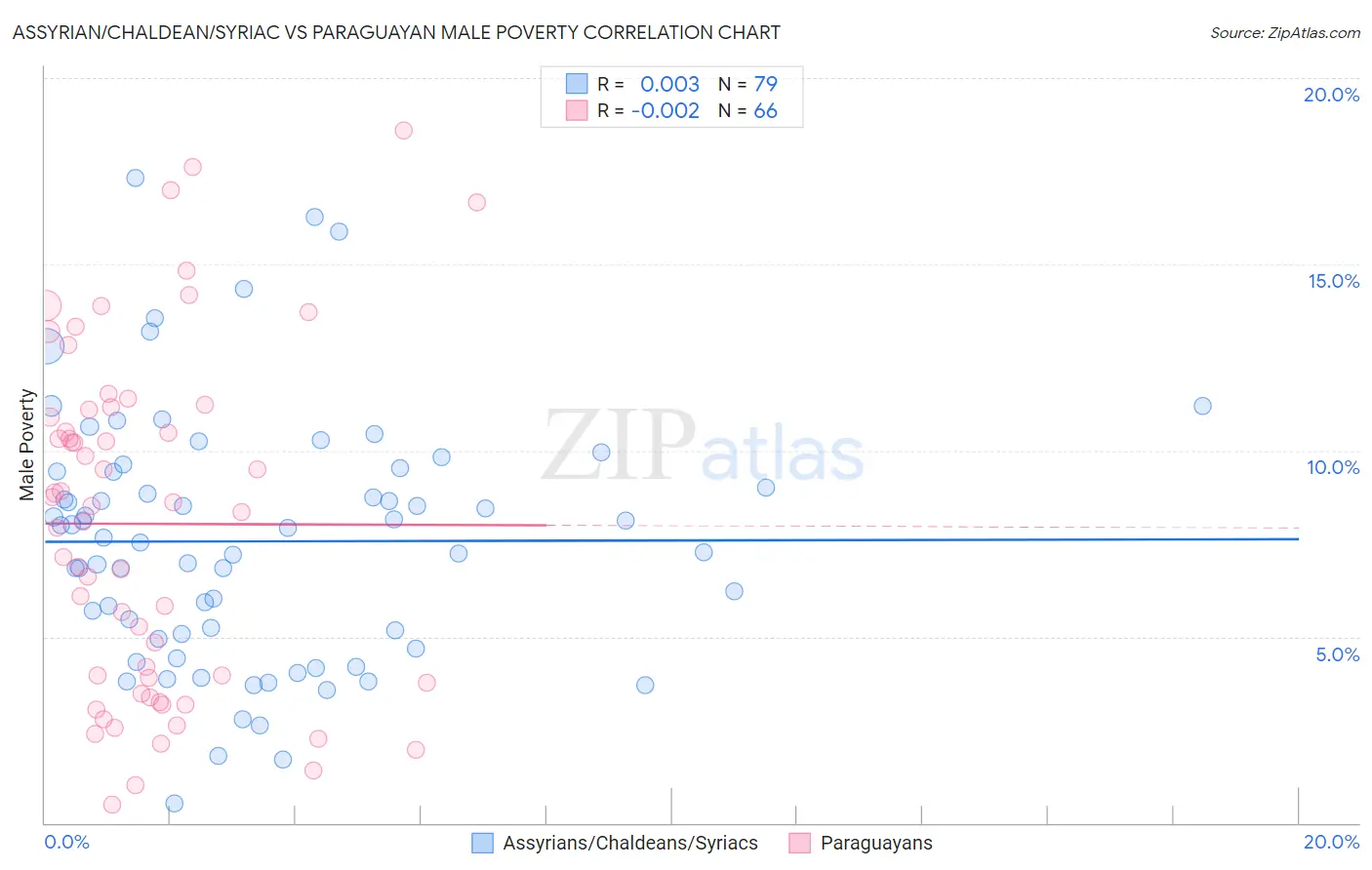 Assyrian/Chaldean/Syriac vs Paraguayan Male Poverty