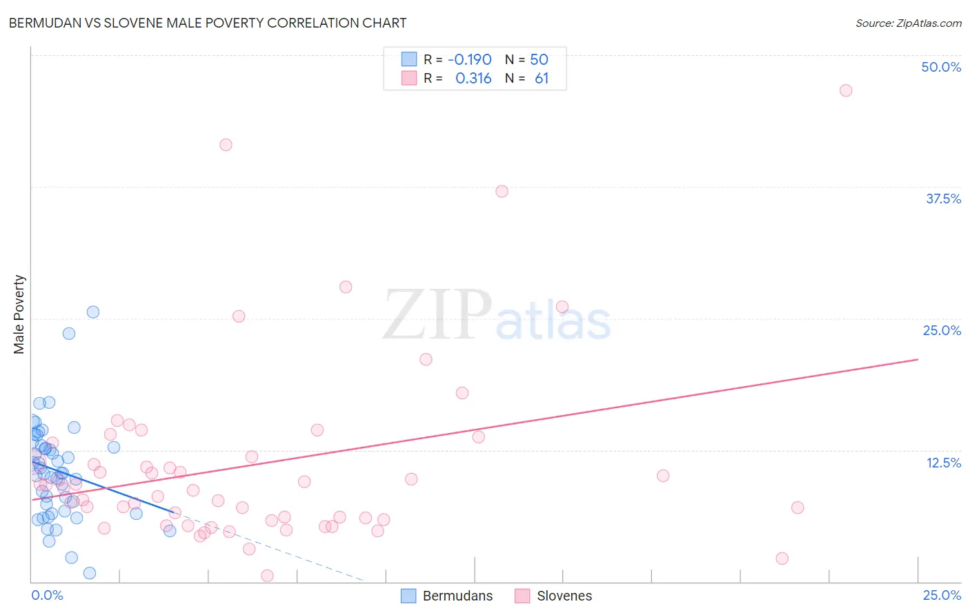 Bermudan vs Slovene Male Poverty