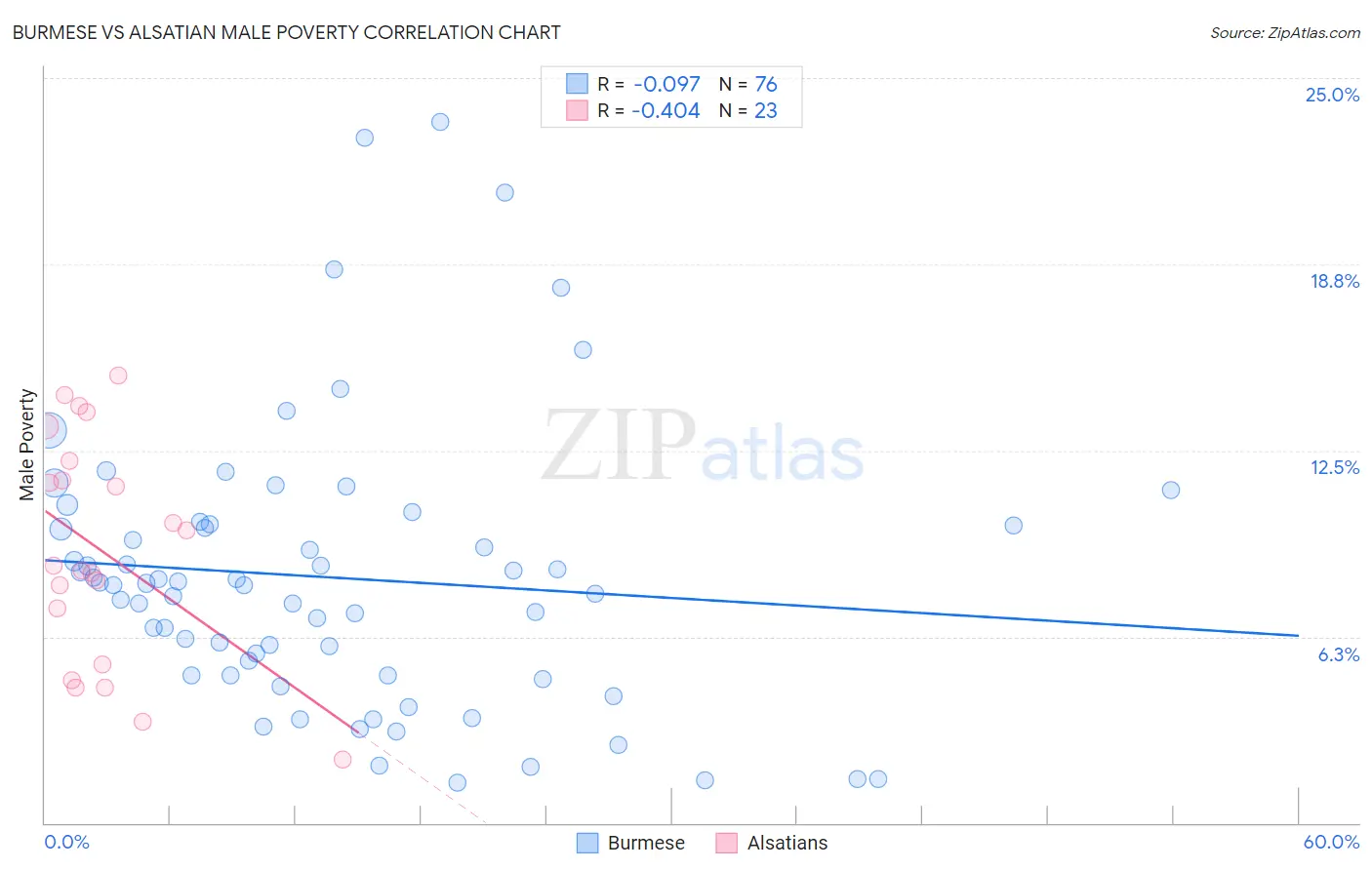 Burmese vs Alsatian Male Poverty