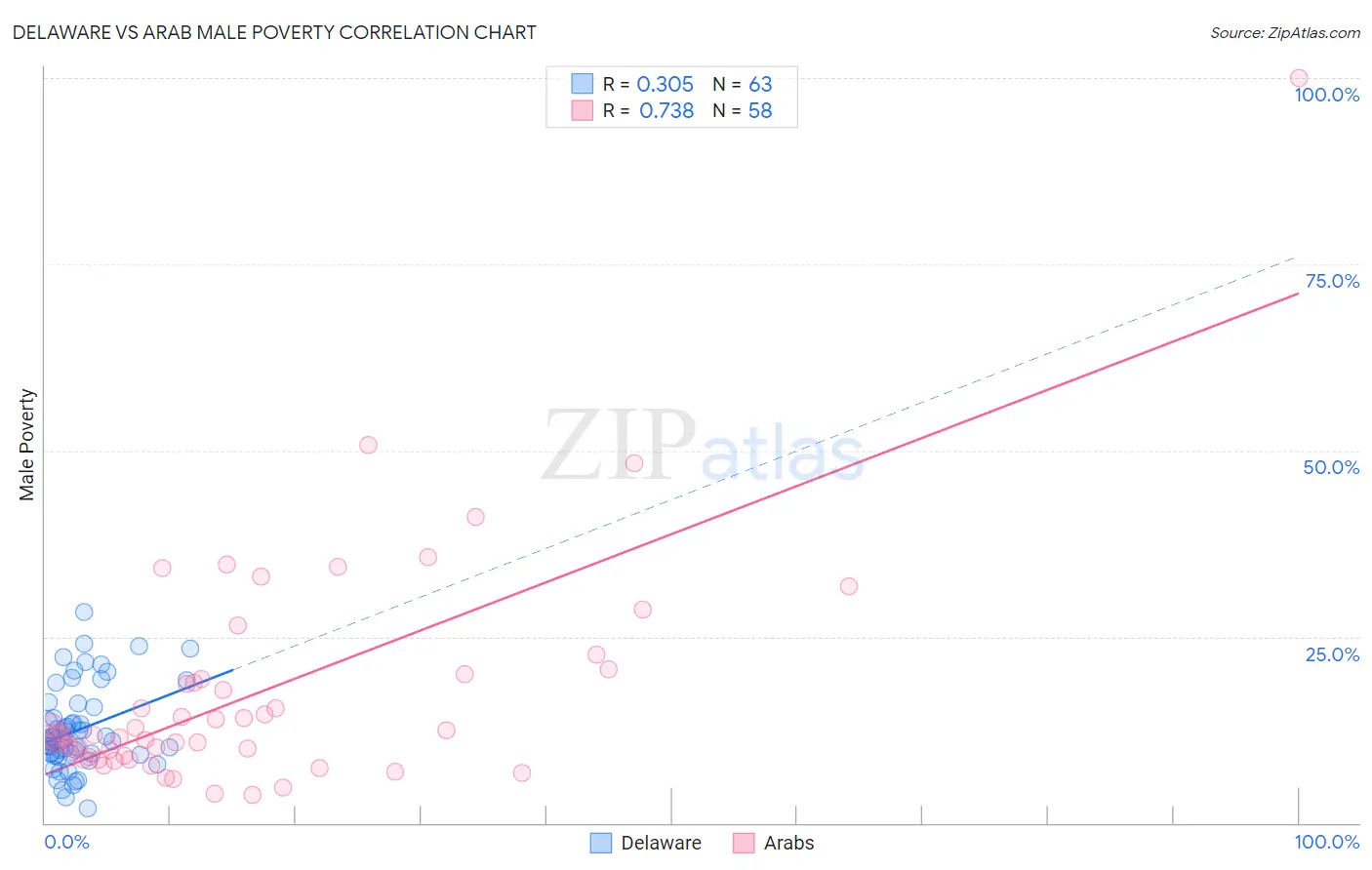 Delaware vs Arab Male Poverty