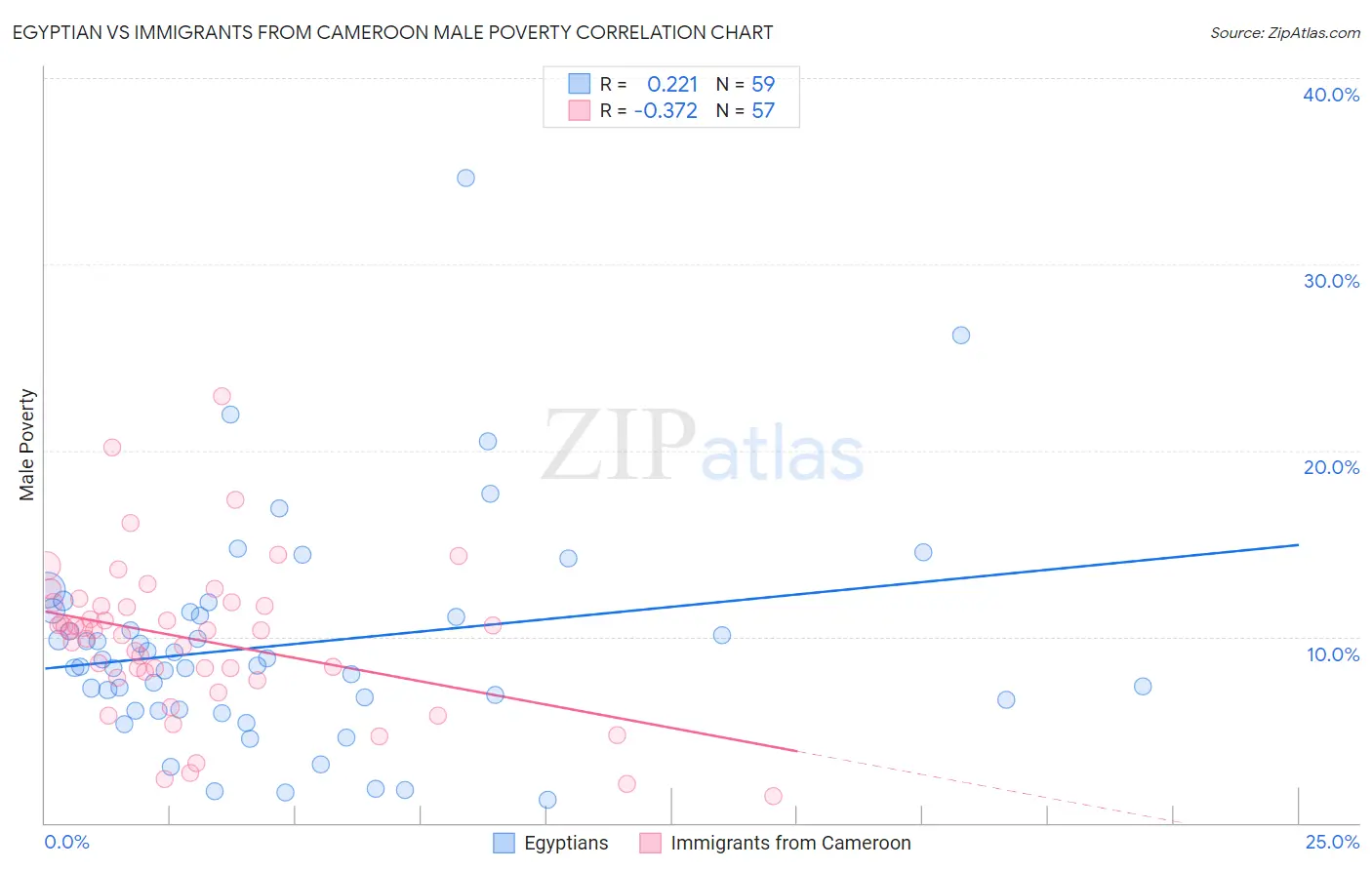 Egyptian vs Immigrants from Cameroon Male Poverty