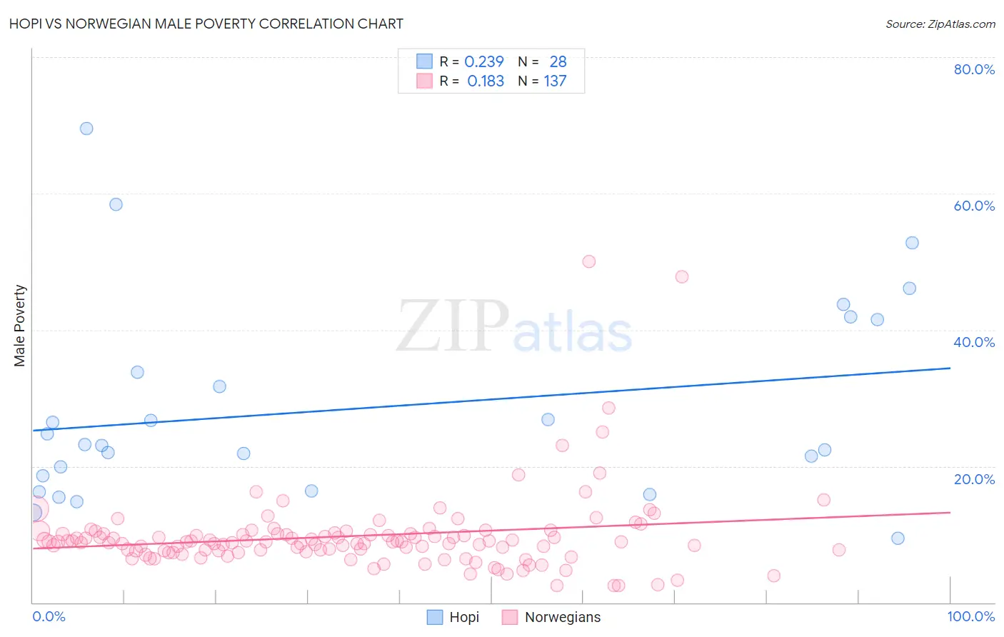 Hopi vs Norwegian Male Poverty