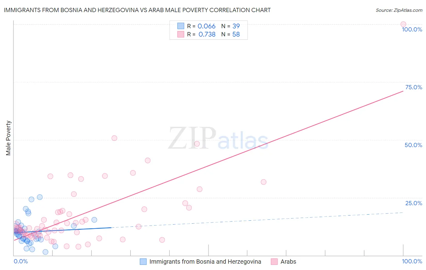 Immigrants from Bosnia and Herzegovina vs Arab Male Poverty