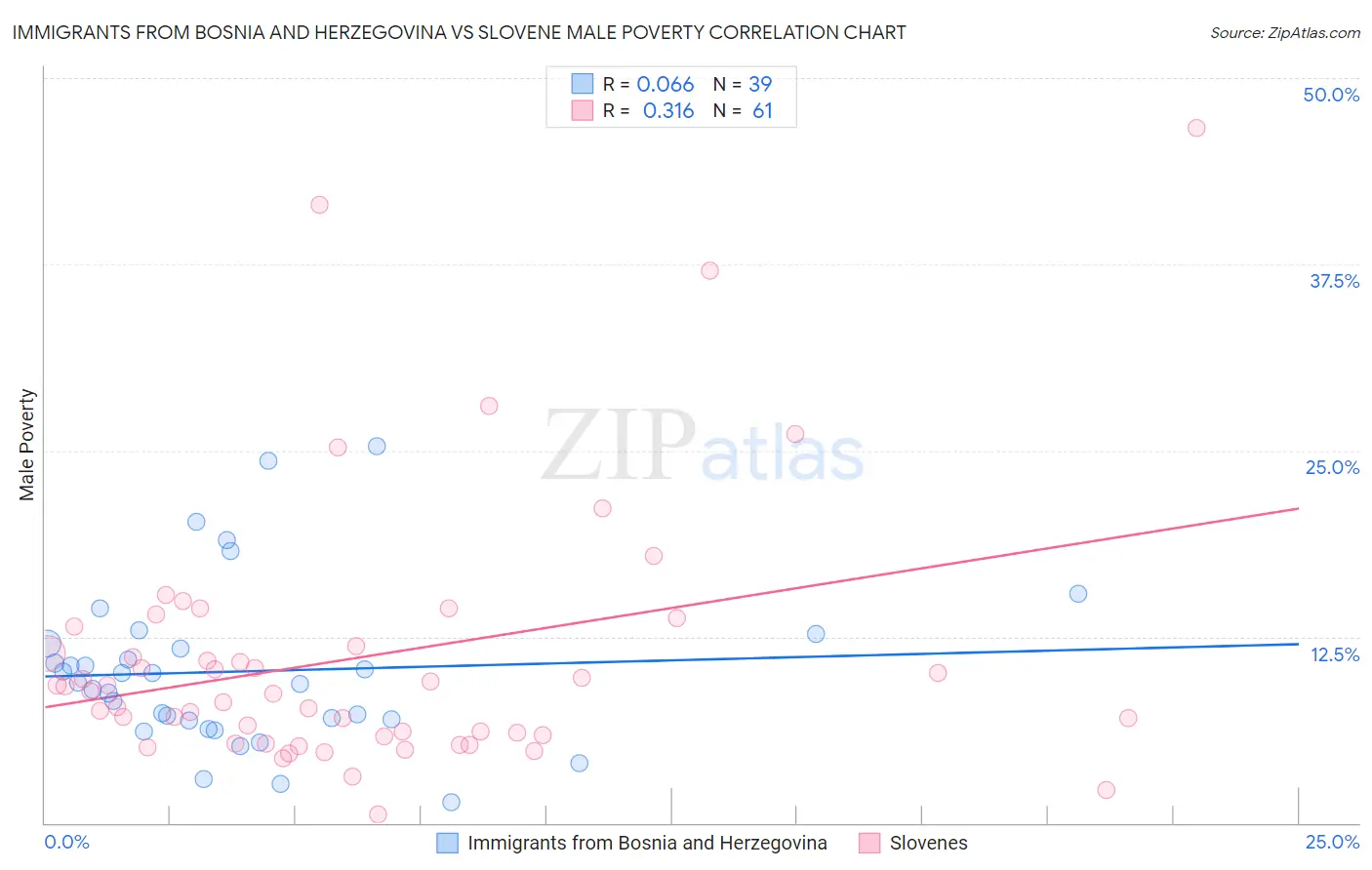 Immigrants from Bosnia and Herzegovina vs Slovene Male Poverty