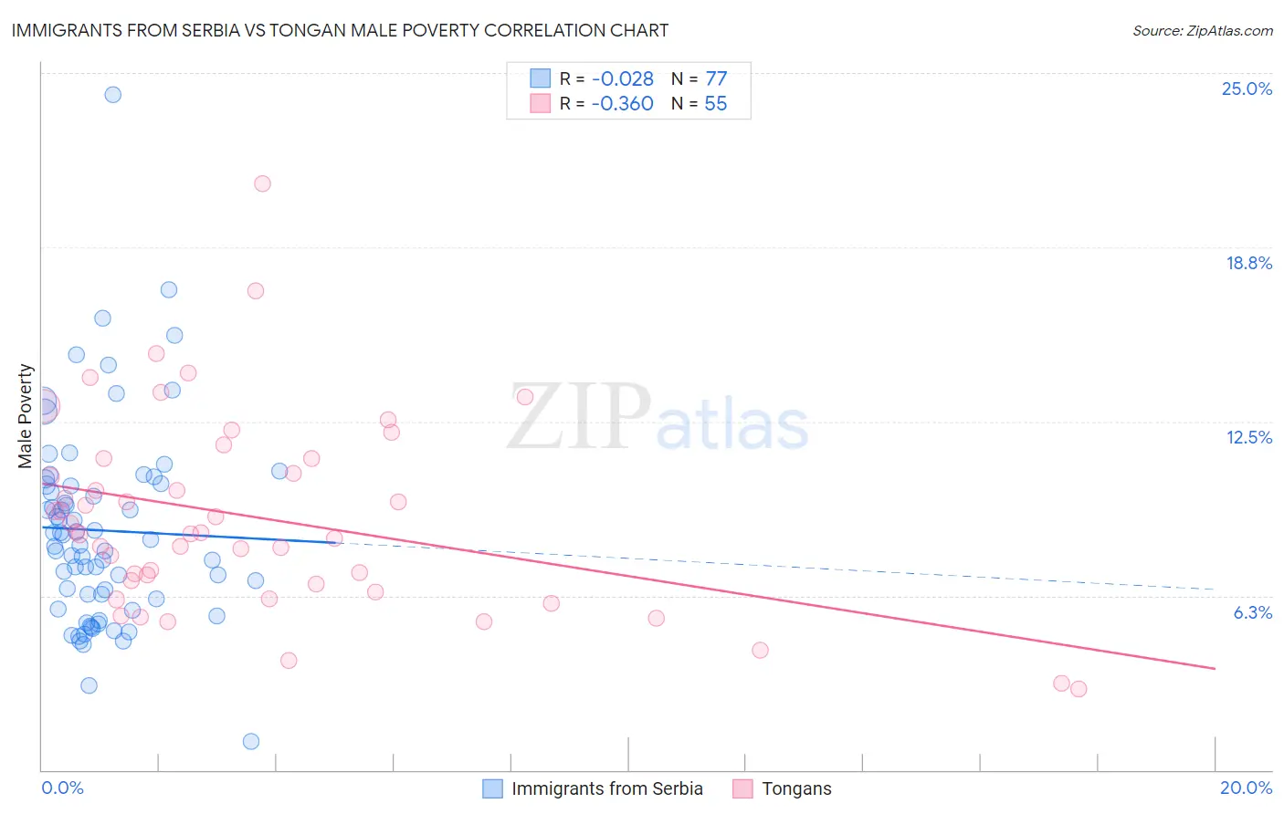 Immigrants from Serbia vs Tongan Male Poverty