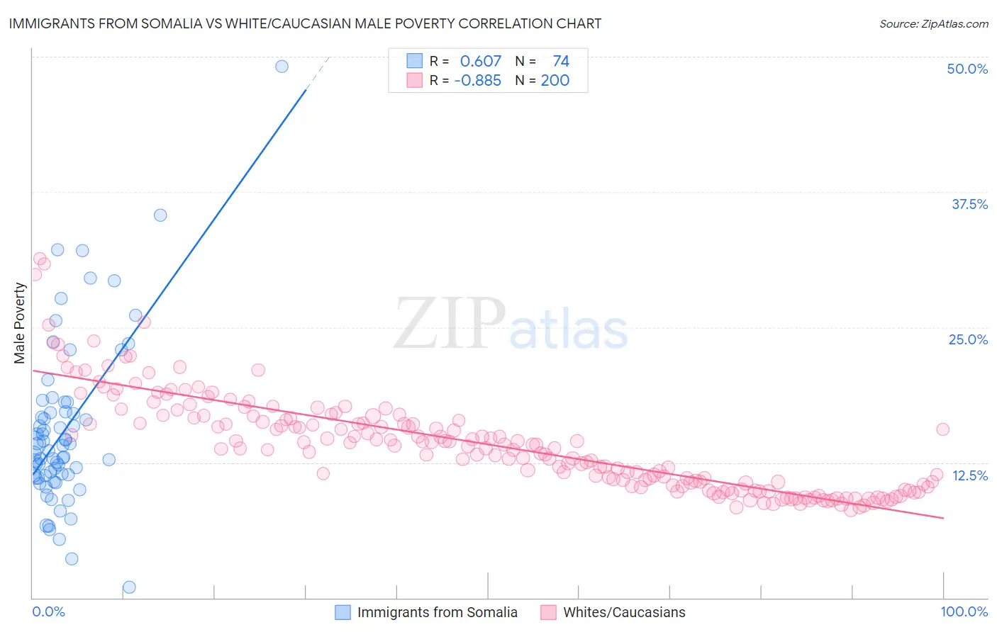 Immigrants from Somalia vs White/Caucasian Male Poverty