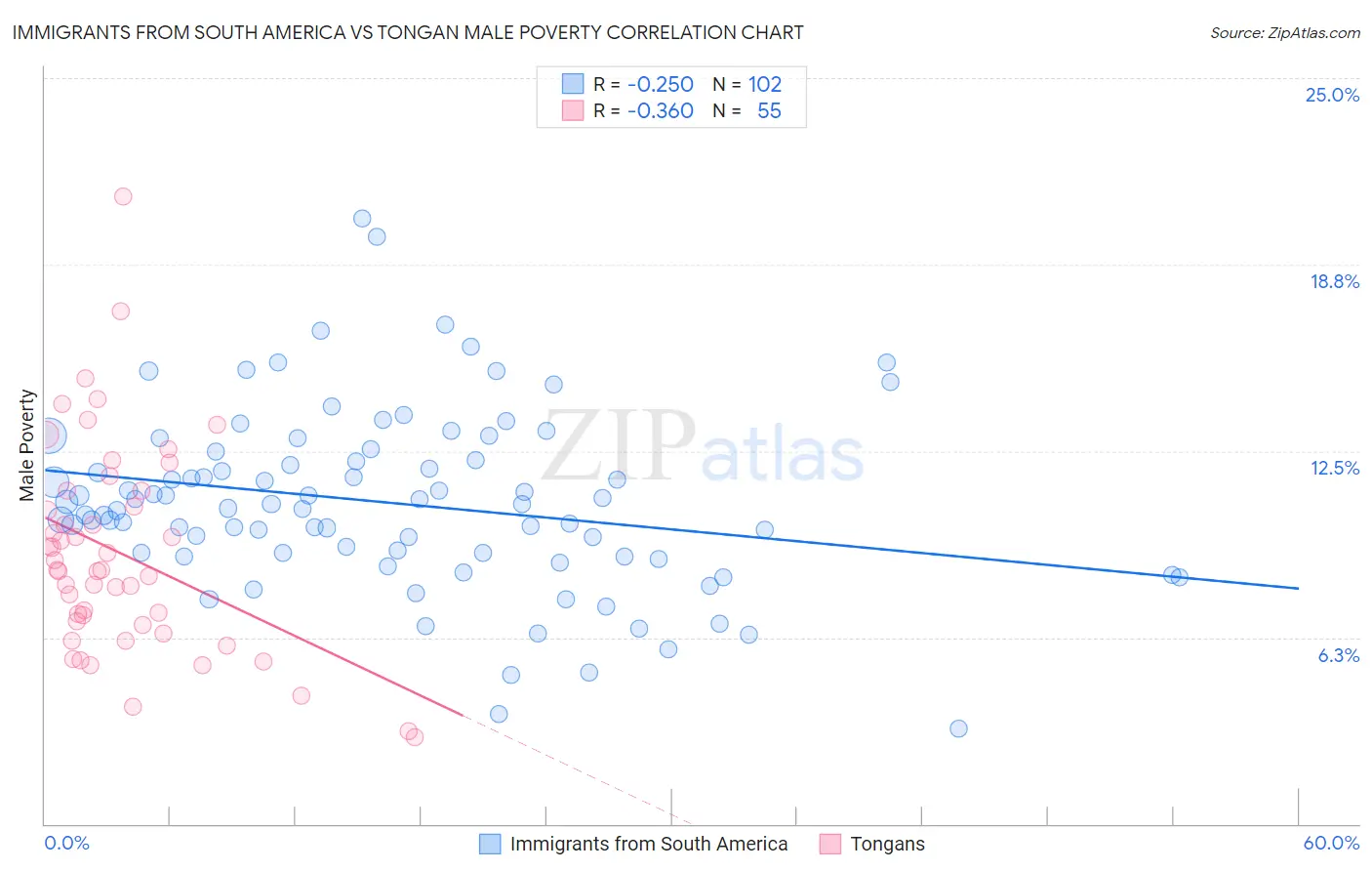 Immigrants from South America vs Tongan Male Poverty