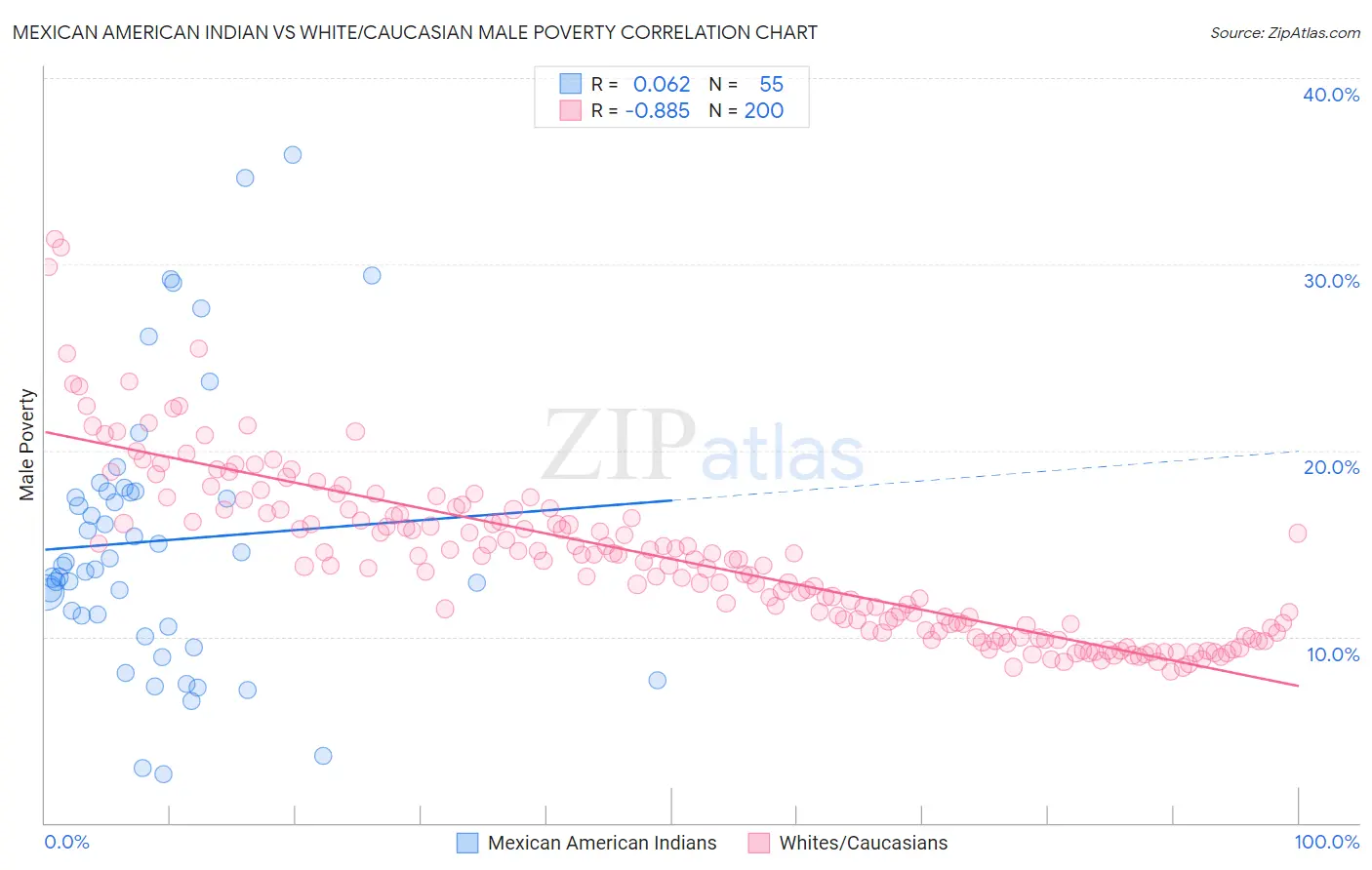 Mexican American Indian vs White/Caucasian Male Poverty