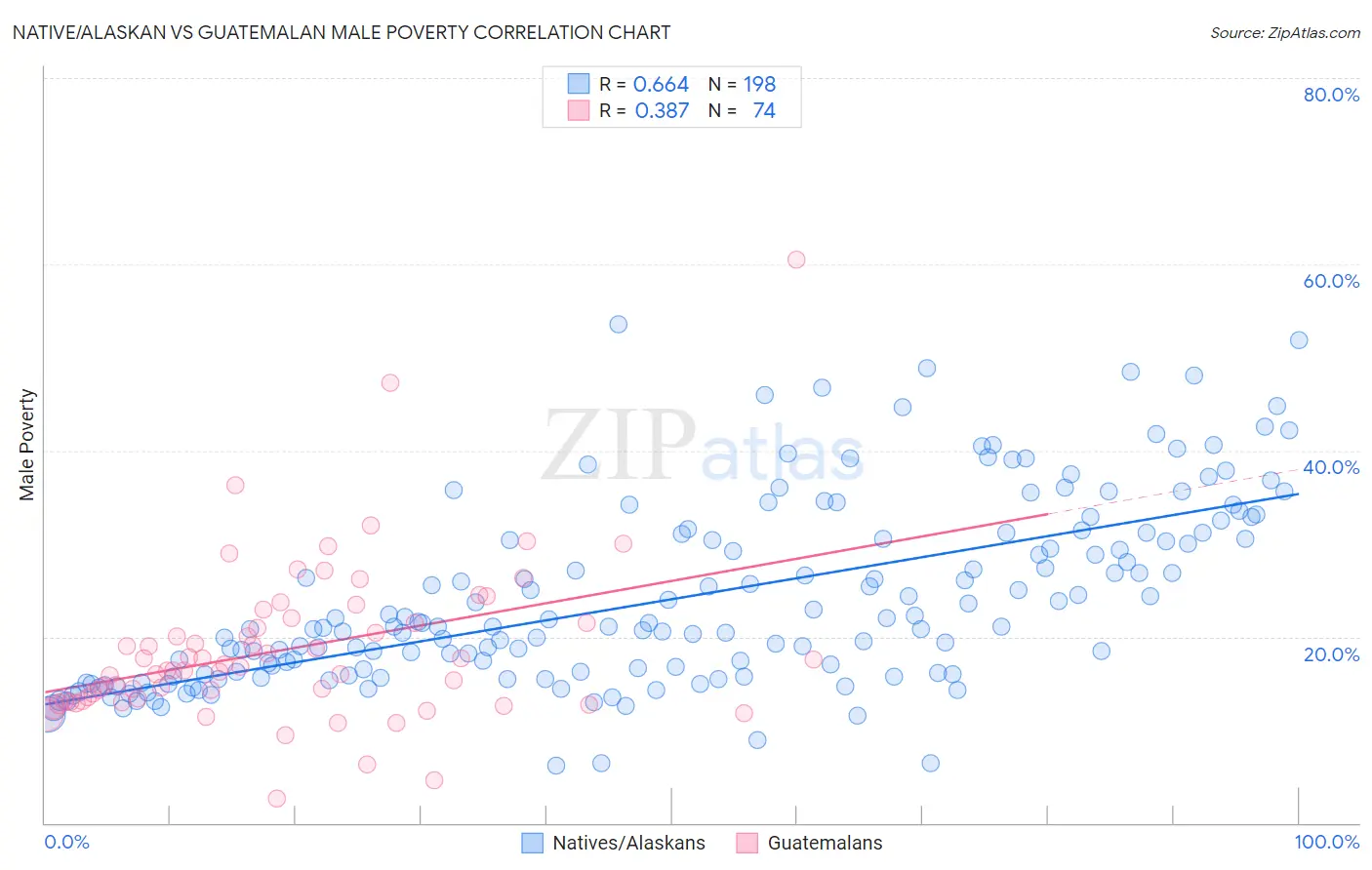 Native/Alaskan vs Guatemalan Male Poverty