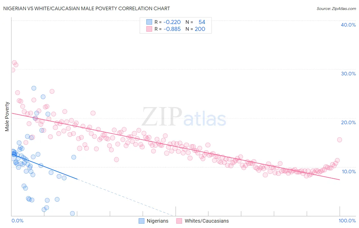 Nigerian vs White/Caucasian Male Poverty