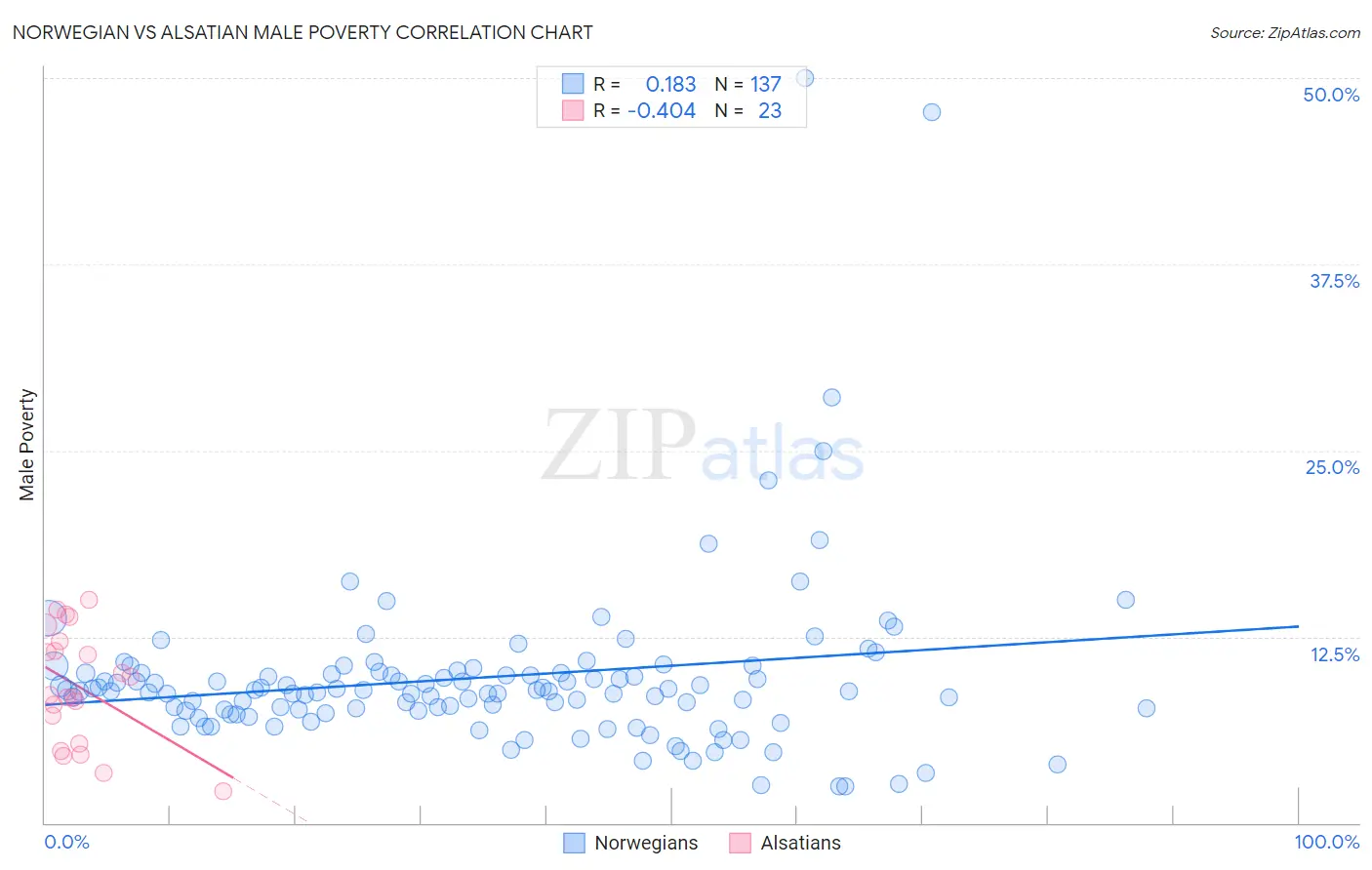 Norwegian vs Alsatian Male Poverty