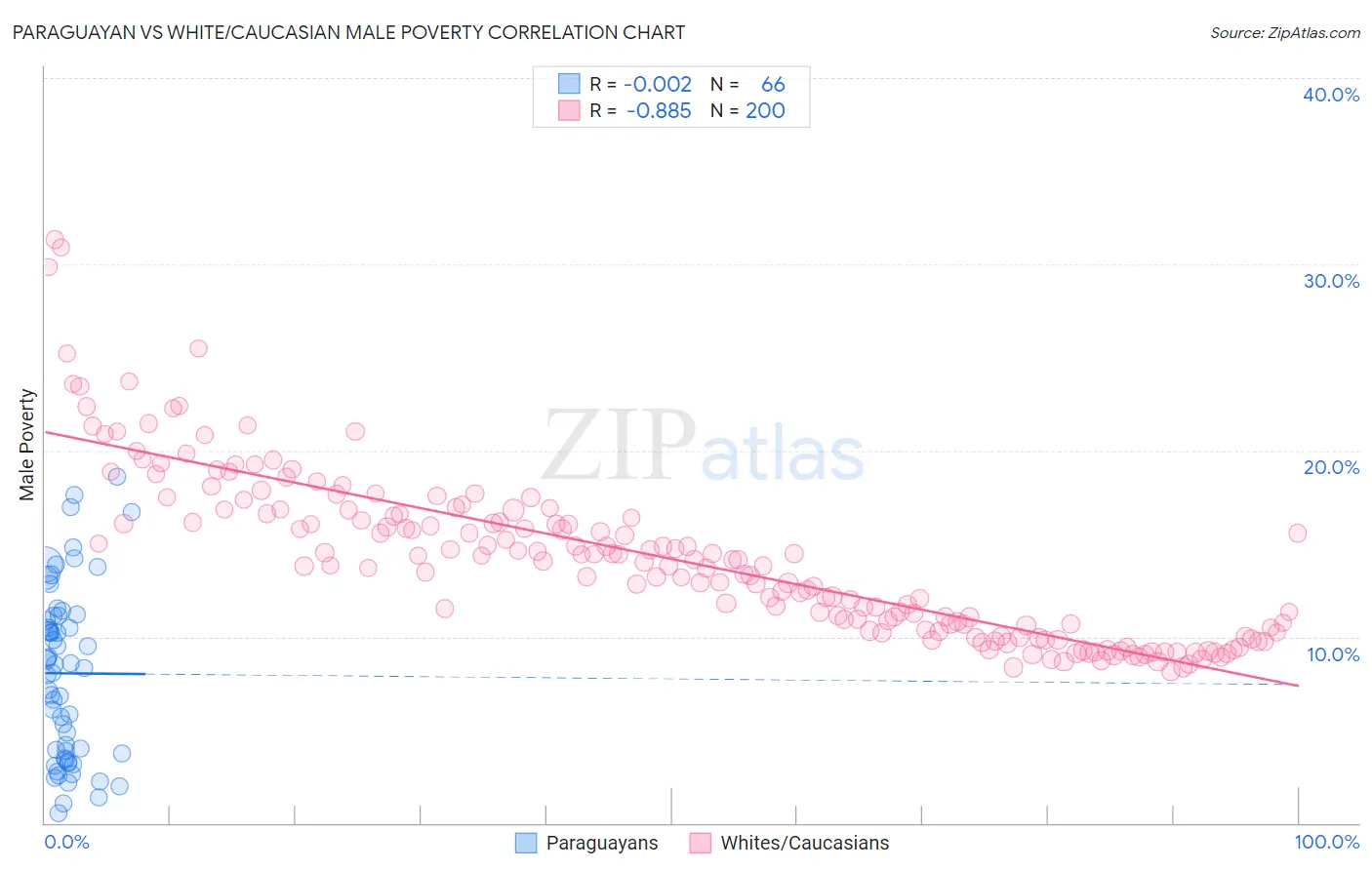 Paraguayan vs White/Caucasian Male Poverty